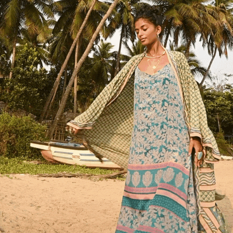 If Saris Could Talk Maxi Kimono- Garden of Eden from Loft & Daughter