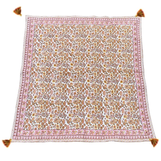 Wanderlust Picnic Blanket- Pink/ Ochre from Loft & Daughter