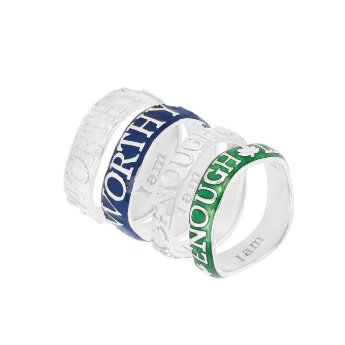 Enough Affirmation Stacking Ring Silver Green - Outlet from Loft & Daughter