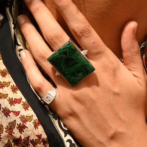 Anokhi Malachite Rings- Silver from Loft & Daughter