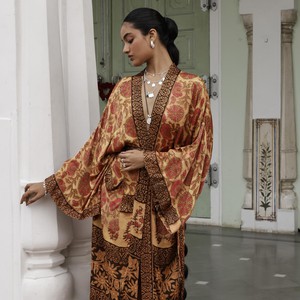 If Saris Could Talk Maxi Kimono- Sunset Marigold from Loft & Daughter