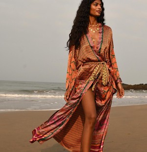 If Saris Could Talk Maxi Kimono- Desert Ditsy Floral from Loft & Daughter