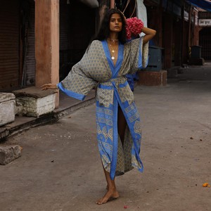 If Saris Could Talk Maxi Kimono- Lotus Lagoon from Loft & Daughter