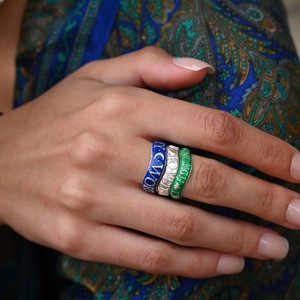 Enough Affirmation Stacking Ring Silver Green - Outlet from Loft & Daughter