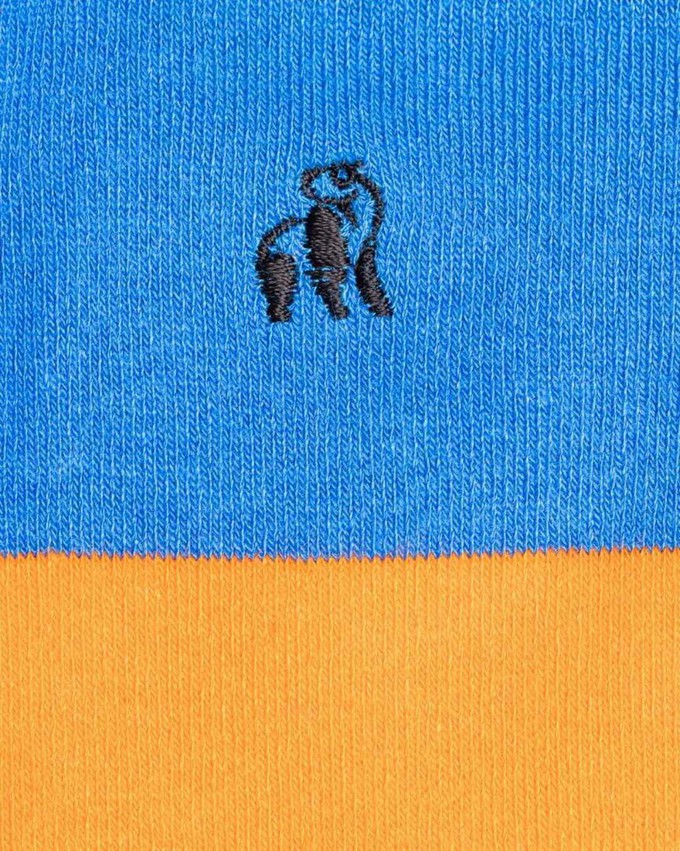 Brede gestreepte bamboe sokken heren - oranje blauw from Lotika
