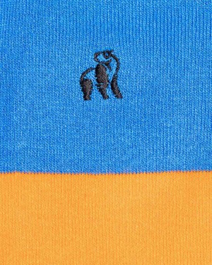 Brede gestreepte bamboe sokken heren - oranje blauw from Lotika