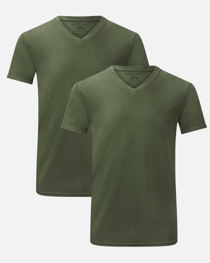 Bamboo Basics Bamboe T-Shirt V-hals Velo 2 pack – green from Lotika