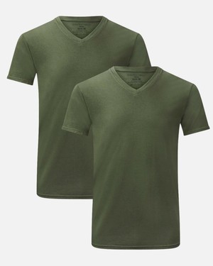 Bamboo Basics Bamboe T-Shirt V-hals Velo 2 pack – green from Lotika