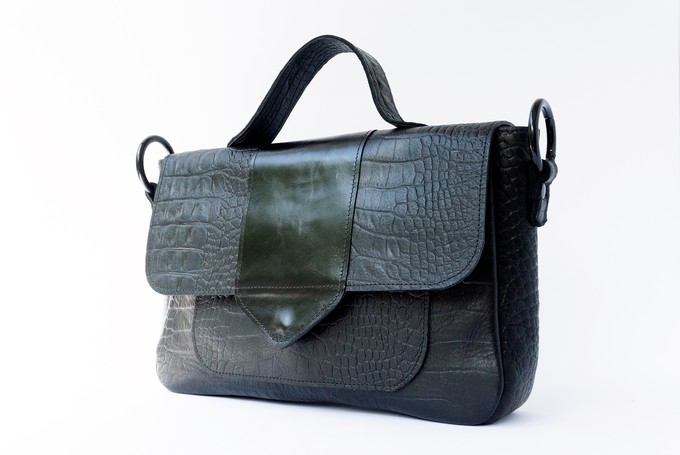 Naïma Bag medium Black croco from Marlene Fernandez