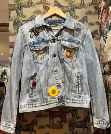 Upcycled Denim Jacket With Badges via MPIRA