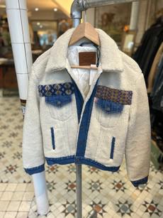 Fur Fleece Upcycled Levi Denim Jacket via MPIRA