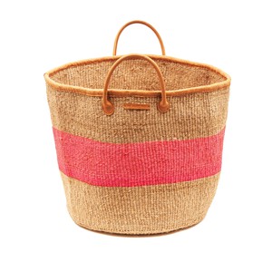 WOVEN SISAL BASKET pink stripe from Mymarini