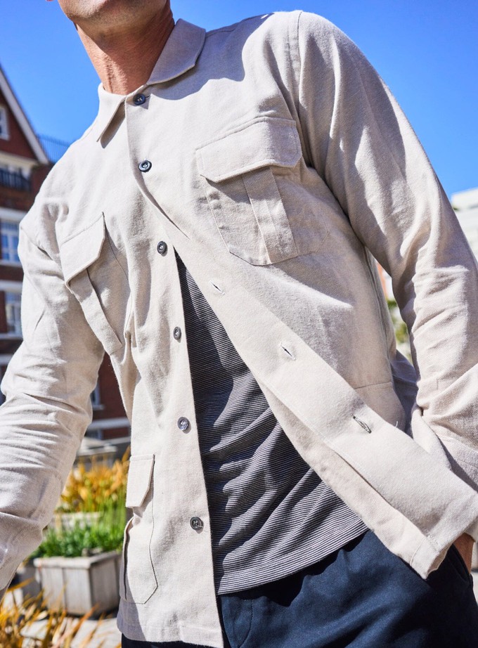 Recycled Italian Flannel Oatmeal Over-Shirt from Neem London