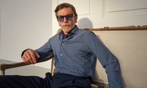 Recycled Italian Navy Square Cut Away Comfort Shirt from Neem London