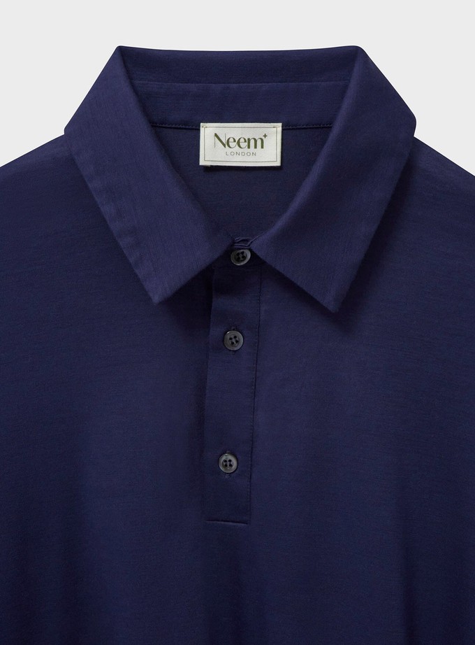 ZQ Merino Steel Blue Super 120s Stretch Polo from Neem London