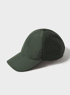 Wool/Cotton Upcycled Flannel Green Baseball Cap via Neem London