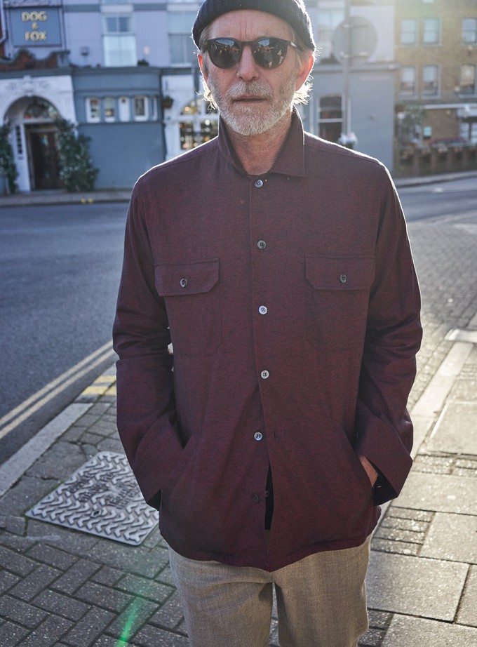 Recycled Italian Flannel Deep Red Piccadilly Overshirt from Neem London