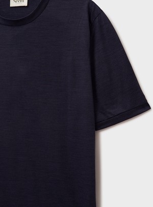 ZQ Merino Navy Stripe Super 120s T-Shirt from Neem London