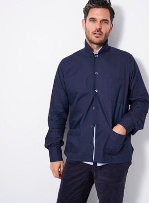 Regenerative Cotton Navy Shirt Jacket from Neem London
