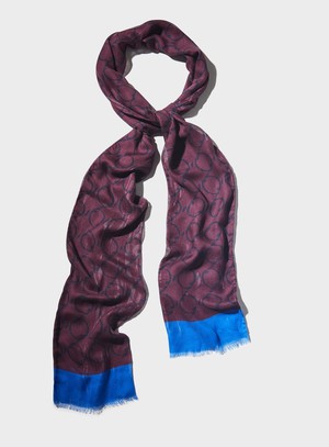 Italian Tencel Biodegradable Burgundy Border Scarf from Neem London