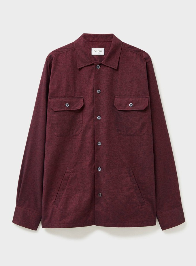 Recycled Italian Flannel Deep Red Piccadilly Overshirt from Neem London