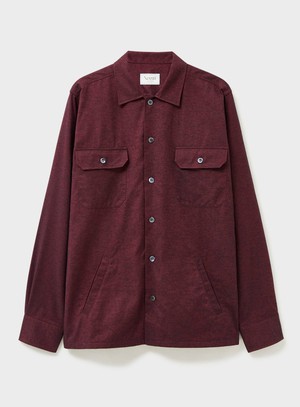 Recycled Italian Flannel Deep Red Piccadilly Overshirt from Neem London