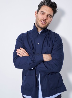Regenerative Cotton Navy Shirt Jacket from Neem London