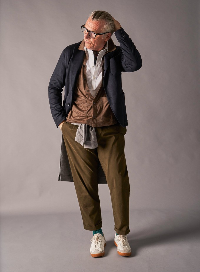 Organic Cotton Stretch Deep Neem Green Pleated Trouser from Neem London