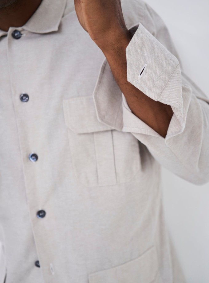 Recycled Italian Flannel Oatmeal Over-Shirt from Neem London