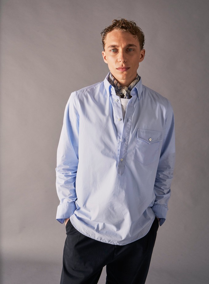 Regenerative Cotton Poplin Sky Modern Button-down Shirt from Neem London