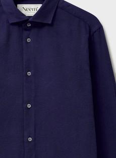Recycled Italian Flannel Navy Cut Away Shirt via Neem London
