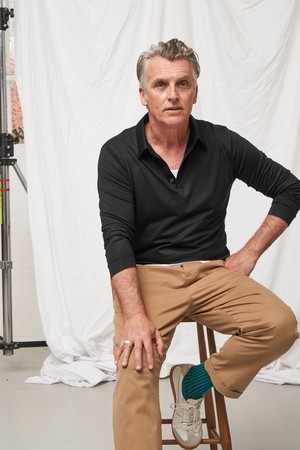 ZQ Merino Wool Jersey Black Long Sleeve Polo Shirt from Neem London