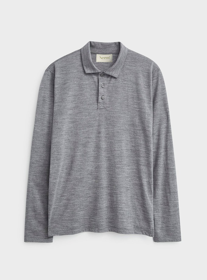 ZQ Merino Light Grey Long Sleeve Polo from Neem London