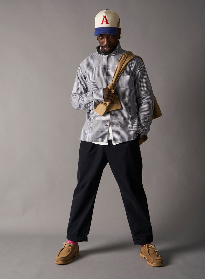 100% Recycled Cotton Navy Prince of Wales Spitalfields Overshirt from Neem London