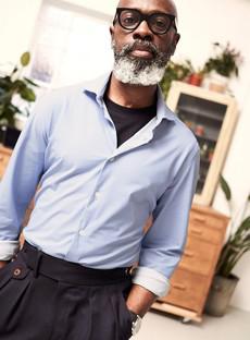Recycled Sky Italian Como Print Comfort Shirt via Neem London