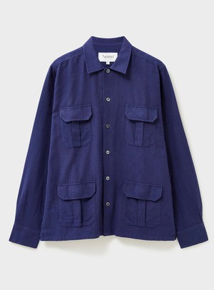 Recycled Italian Navy Flannel Overshirt from Neem London