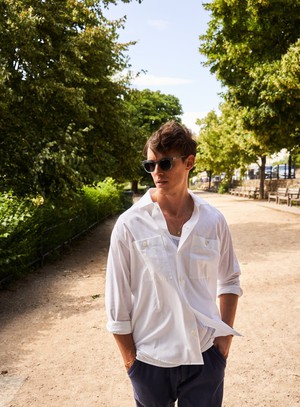Recycled Italian White Double Pocket Shirt from Neem London