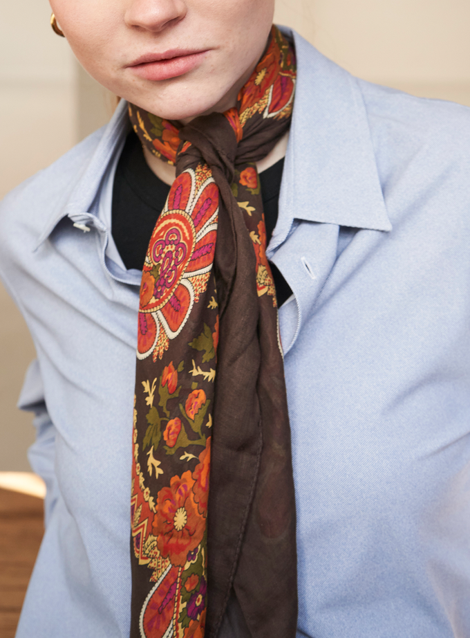 Biodegradable Italian Tencel Orange Paisley Stylish Scarf from Neem London