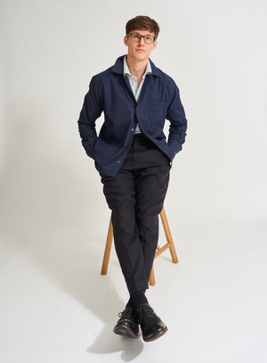 Regenerative Cotton Navy Shirt Jacket from Neem London
