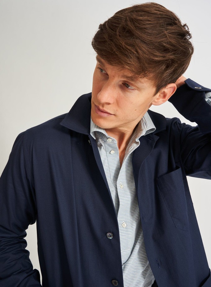 Regenerative Cotton Navy Shirt Jacket from Neem London