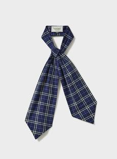 Recycled Italian Flannel Navy & Grey Check Modern Cravate via Neem London