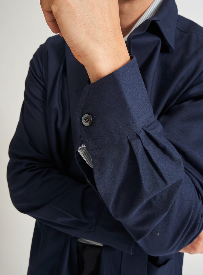 Regenerative Cotton Navy Shirt Jacket from Neem London