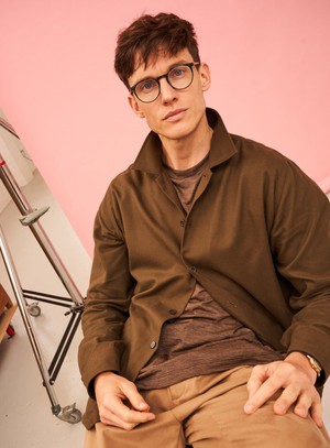 Regenerative Cotton Flannel Dorset Moss St James Overshirt from Neem London