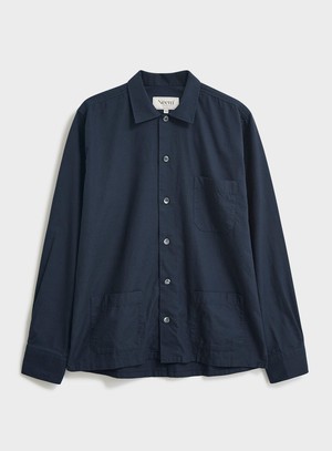 Regenerative Cotton Navy Shirt Jacket from Neem London