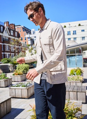 Recycled Italian Flannel Oatmeal Over-Shirt from Neem London
