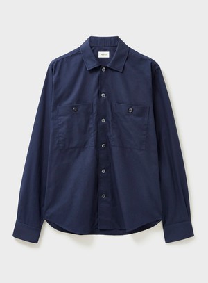 Regenerative Cotton Navy Double Pocket Shirt from Neem London