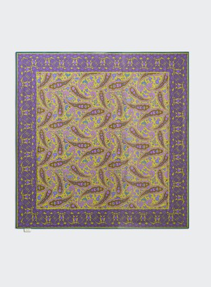 Biodegradable Italian Tencel Purple and Gold Paisley Flamboyant Scarf from Neem London