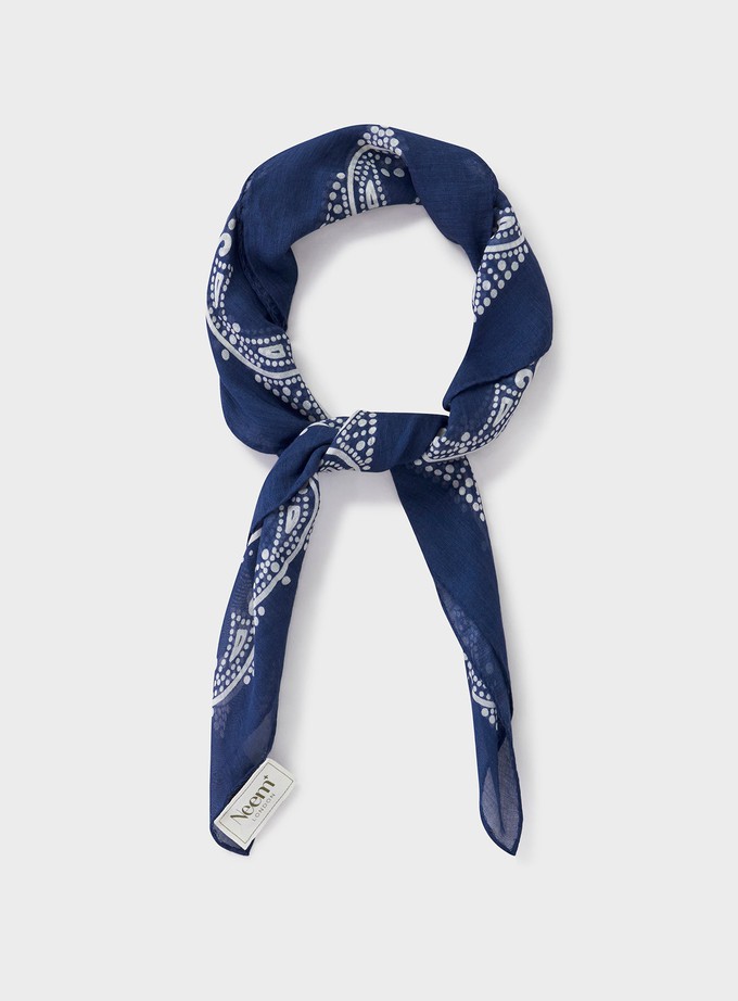 Cotton & Cashmere Navy Como Print Neem Bandana from Neem London