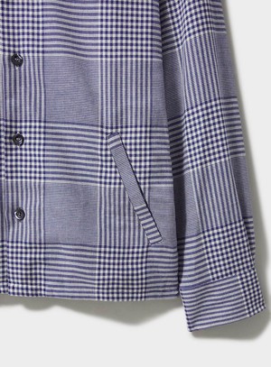 100% Recycled Cotton Navy Prince of Wales Neem St James Overshirt from Neem London