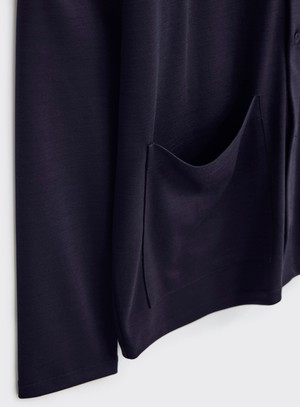 ZQ Merino Super 120s Neem Navy Jersey Cardigan from Neem London